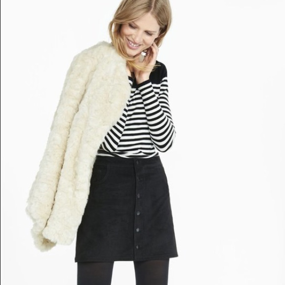 Express black suede high waisted skirt